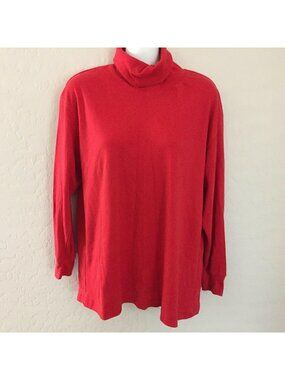 Forelli Moda Internazionale Women's Red Turtleneck Shirt Long Sleeves Size 14/16